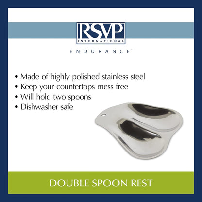 RSVP Stainless Steel Double Spoon Rest (7 Inch) - Kidsy
