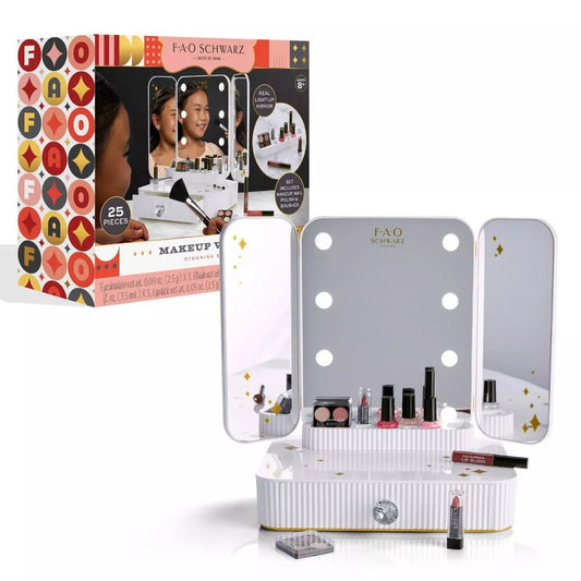 New FAO Schwarz Make-Believe Magic Vanity Mirror Makeup Set