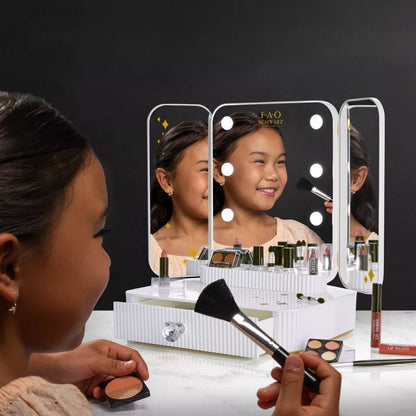 New FAO Schwarz Make-Believe Magic Vanity Mirror Makeup Set