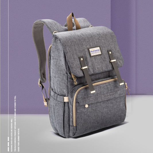 Sunveno Fashion Diaper Bag Mommy Maternity Bag Large Capacity Travel Backpack (Gray)