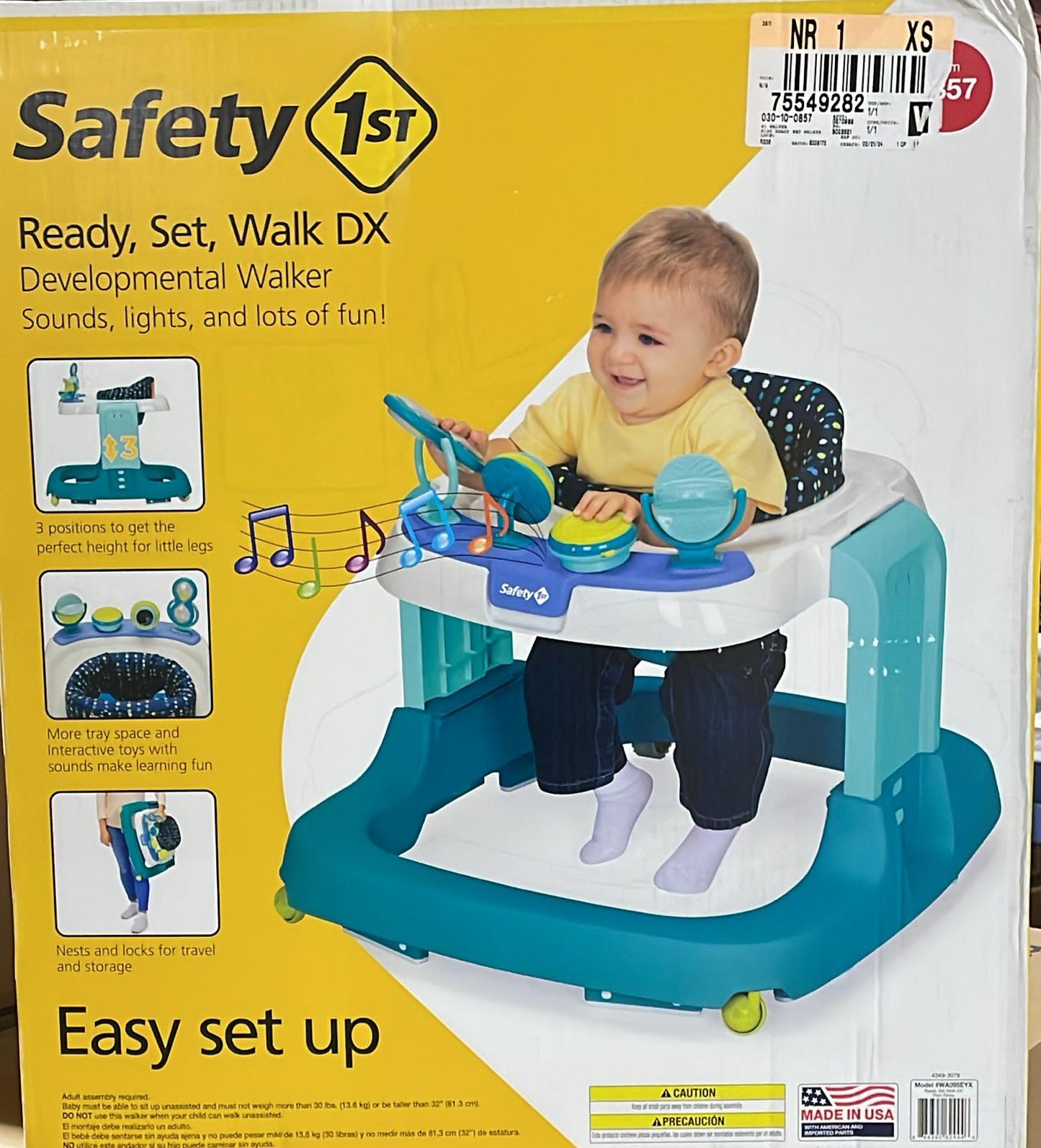 New Safety 1st Ready, Set, Walk! DX Developmental Baby Walker (Pom Pom)