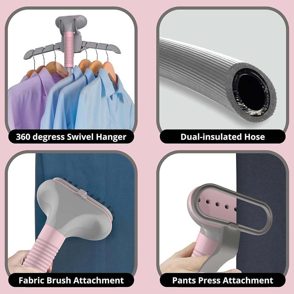 SALAV GS06 - DJ Full - Size Garment Steamer, 1.3L Tank (Blush) - Kidsy