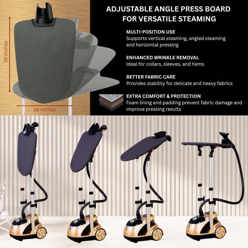 SALAV Professional Garment Steamer with Built - In Ironing Board (Gold) - Kidsy