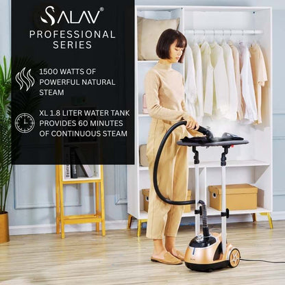SALAV Professional Garment Steamer with Built - In Ironing Board (Gold) - Kidsy