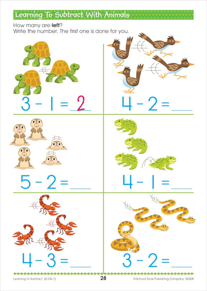 School Zone Math Readiness Workbook - 64 Pages (5 to 7 Years) - Kidsy