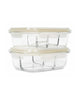 Sedona Kitchen 3 - Compartment Glass Storage Set, 2 - Pack (Cream) - Kidsy
