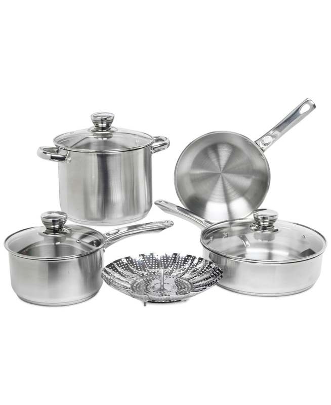 Sedona Kitchen Stainless Steel 8 - Piece Cookware Set - Kidsy