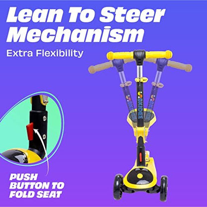 SKIDEE Kick Scooters for Kids Ages 3 - 5, Adjustable Height Foldable Scooter with Removable Seat (Yellow) - Kidsy