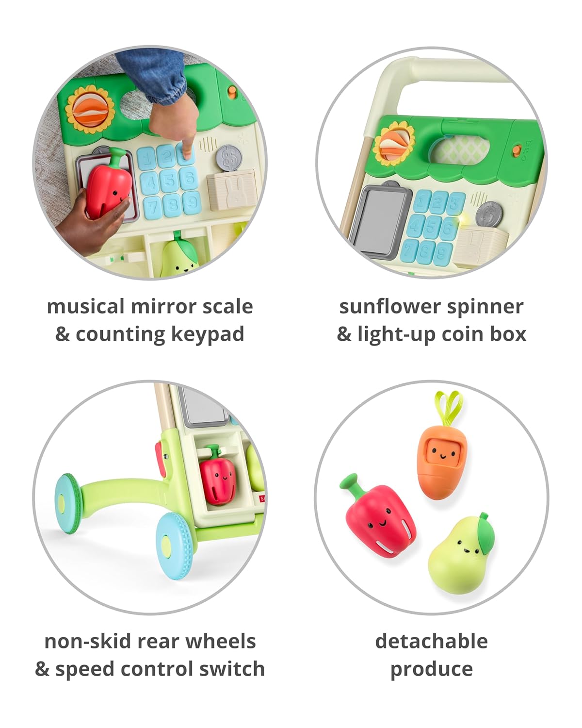 Skip Hop Baby Walker 5-in-1 Sit to Stand Convertible Light Up Walker Farmstand Age 6m+ - Kidsy