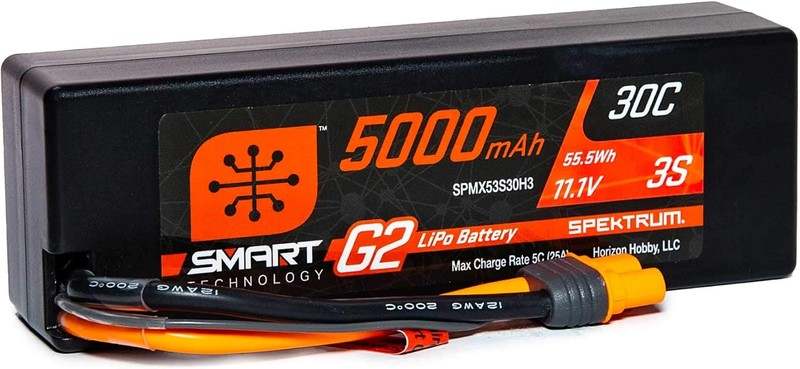 Spektrum 11.1V 5000mAh 3S 30C Smart LiPo G2 Hard Case (30C/IC3) - Kidsy