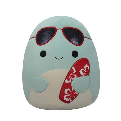 Squishmallows Original 14 - Inch Perry Teal Dolphin with Red Surfboard - Kidsy
