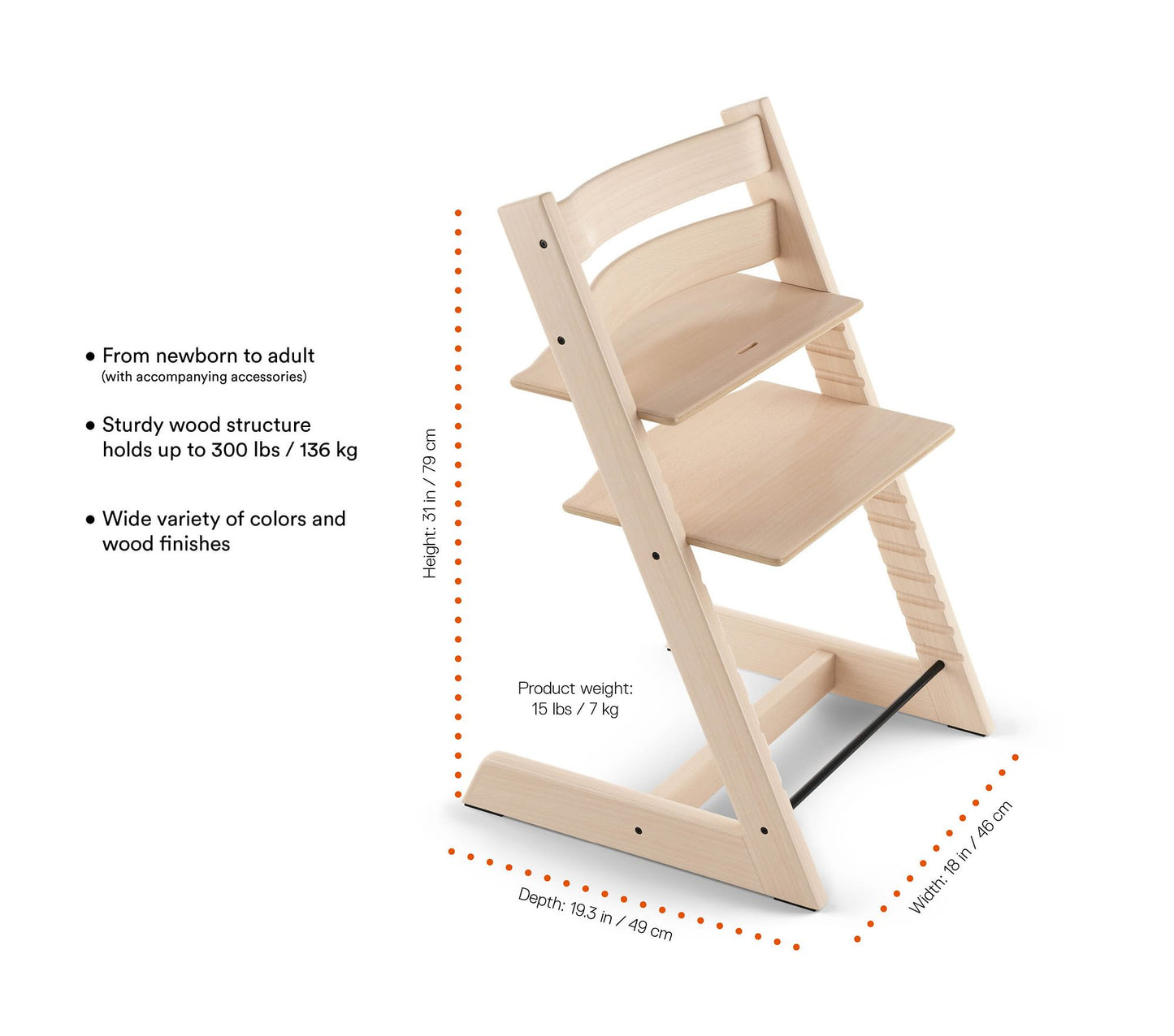 New Tripp Trapp Chair from Stokke (Natural) +  Newborn Set (Grey)