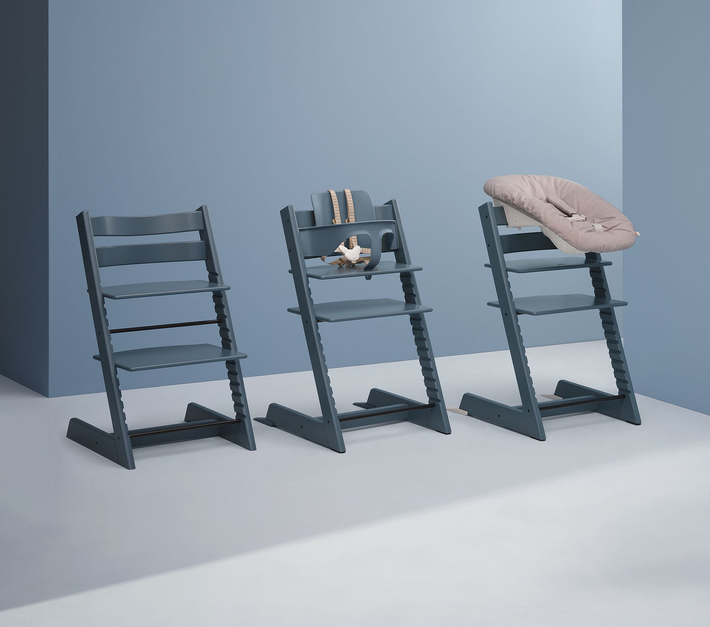 New Tripp Trapp Chair from Stokke (Natural) +  Newborn Set (Grey)