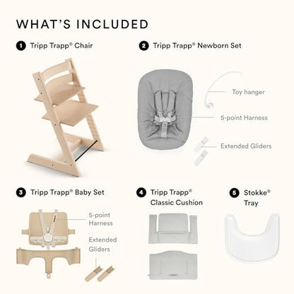 Stokke Tripp Trapp Newborn Set + Cushion 2 (Nordic Grey) + Stokke Tray (White) - Kidsy