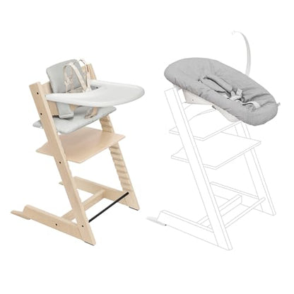 Stokke Tripp Trapp Newborn Set + Cushion 2 (Nordic Grey) + Stokke Tray (White) - Kidsy