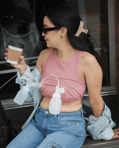 Sublime® Bamboo Hands - Free Pumping Longline Bra Top | Light Mauve - Kidsy