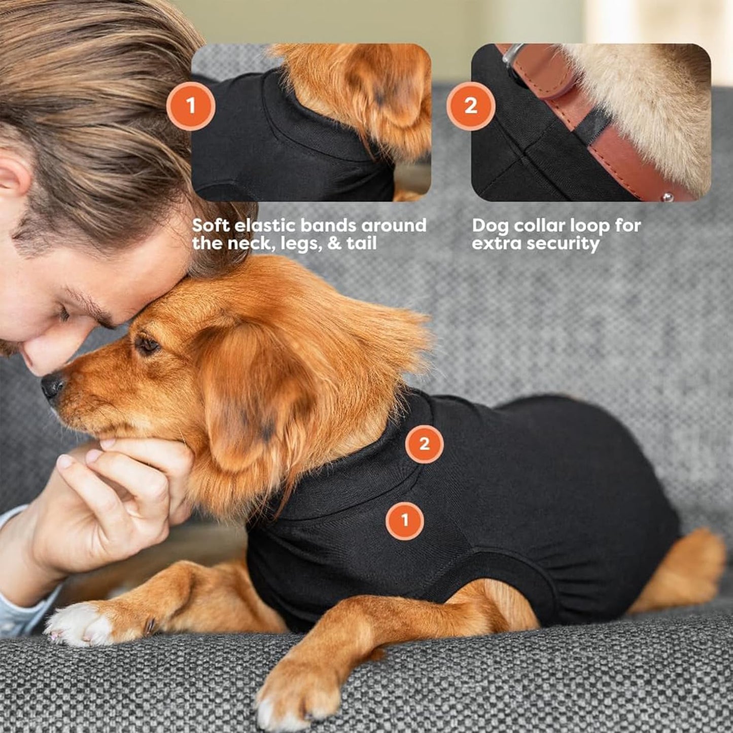 Suitical Recovery Suit for Dogs, Small Plus - 19.3–22.4" (Black) - Kidsy