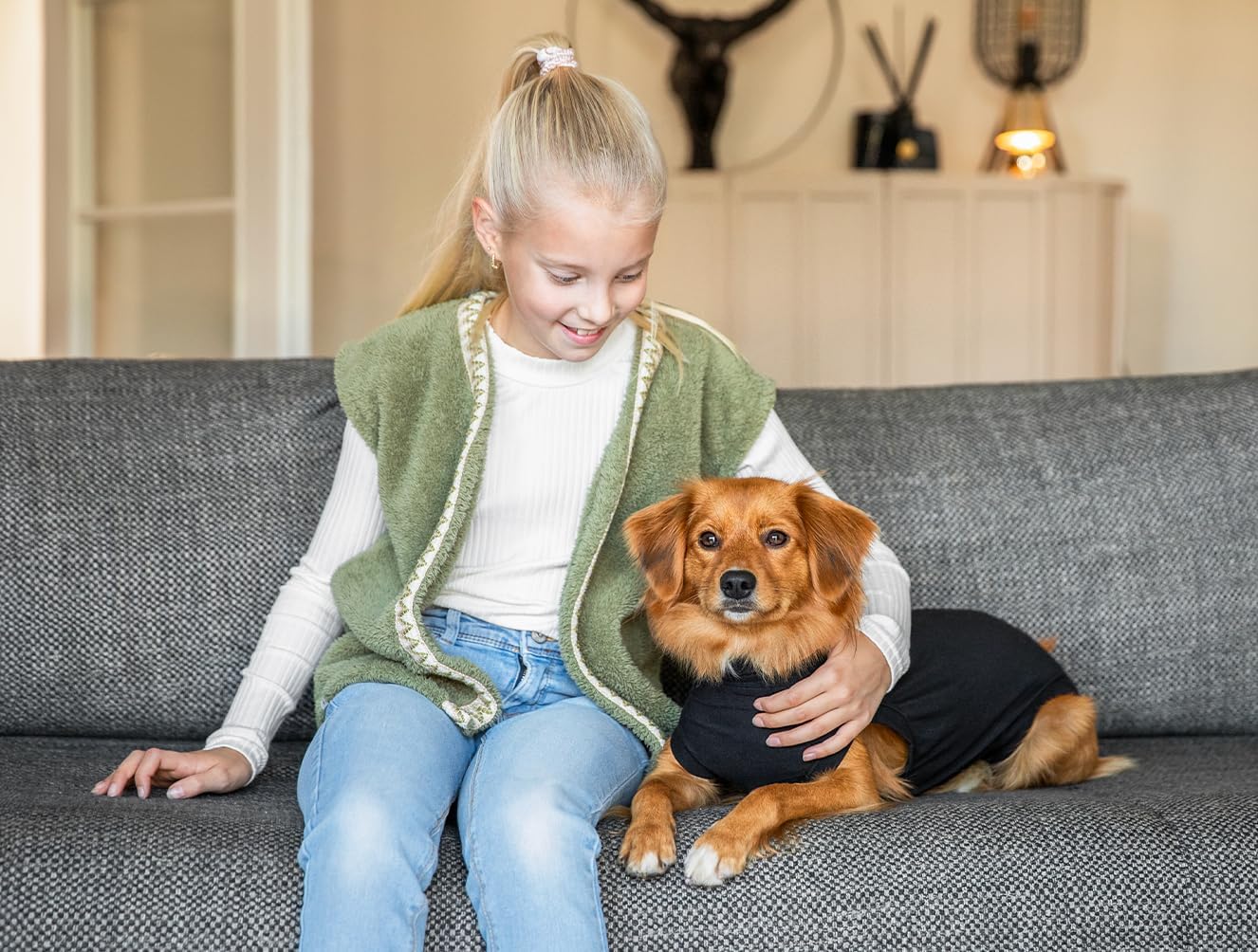 Suitical Recovery Suit for Dogs, Small Plus - 19.3–22.4" (Black) - Kidsy