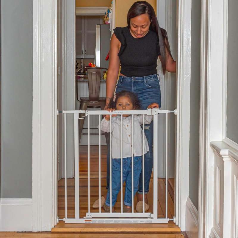 Summer Infant Extra Wide Walk - Thru Pressure/Hardware Mounted Safety Gate (White) - Kidsy