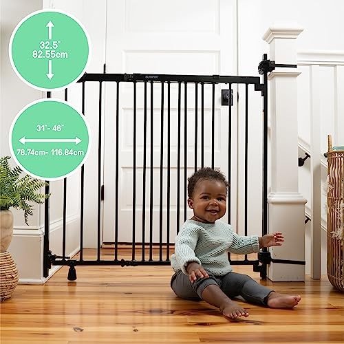 Summer Infant Metal Banister & Stair Baby Gate 31–46" (Black) - Kidsy