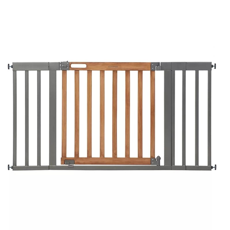 Summer Infant West End Baby & Pet Gate, 36–60"W × 30"H (Oak & Metal) - Kidsy