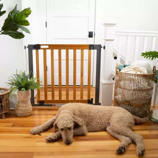 Summer Infant West End Baby & Pet Gate, 36–60"W × 30"H (Oak & Metal) - Kidsy
