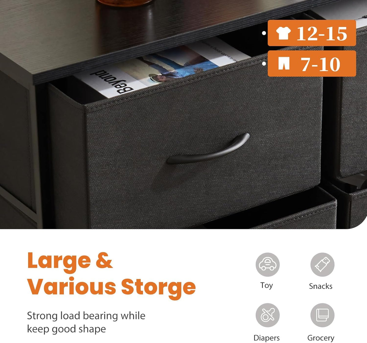 Sweetcrispy Tall Dresser for Bedroom, Drawer Dresser Organizer Storage Drawers with 10 Drawers - Kidsy