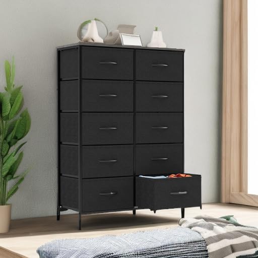 Sweetcrispy Tall Dresser for Bedroom, Drawer Dresser Organizer Storage Drawers with 10 Drawers - Kidsy