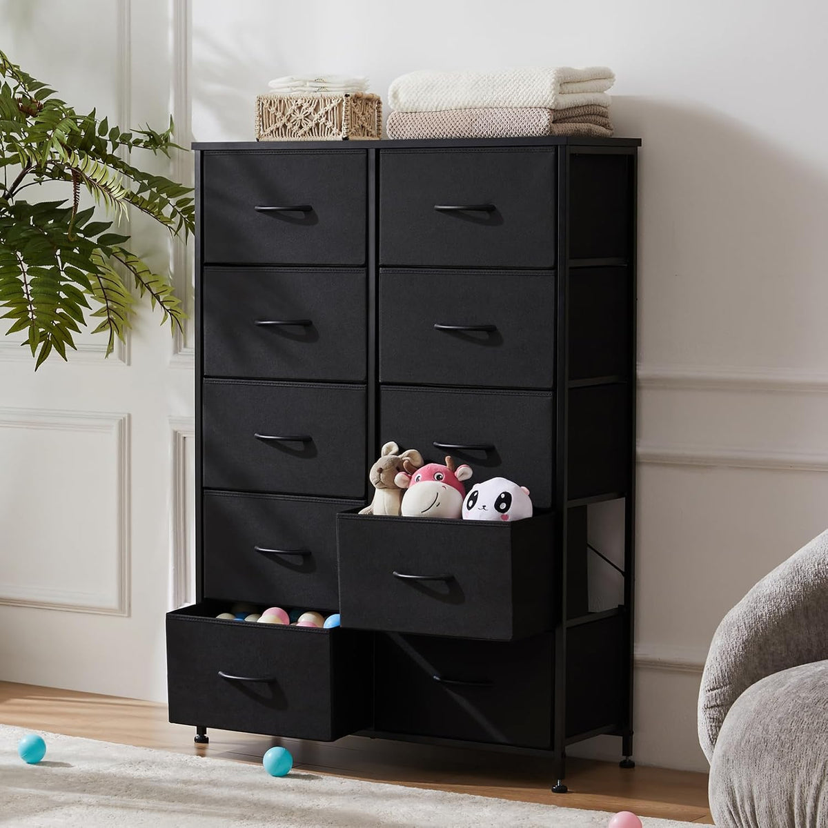 Sweetcrispy Tall Dresser for Bedroom, Drawer Dresser Organizer Storage Drawers with 10 Drawers - Kidsy