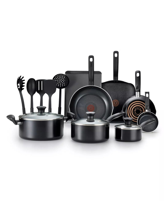 T - Fal Culinaire 16 - Piece Nonstick Aluminum Cookware Set (Black) - Kidsy