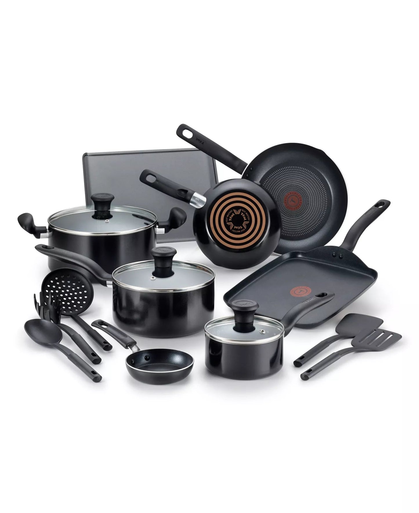 T - Fal Culinaire 16 - Piece Nonstick Aluminum Cookware Set (Black) - Kidsy