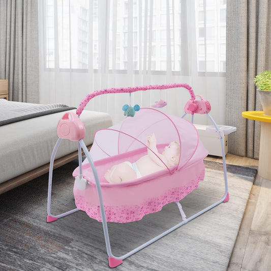 TFCFL Electric Baby Crib Cradle (Pink) - Kidsy