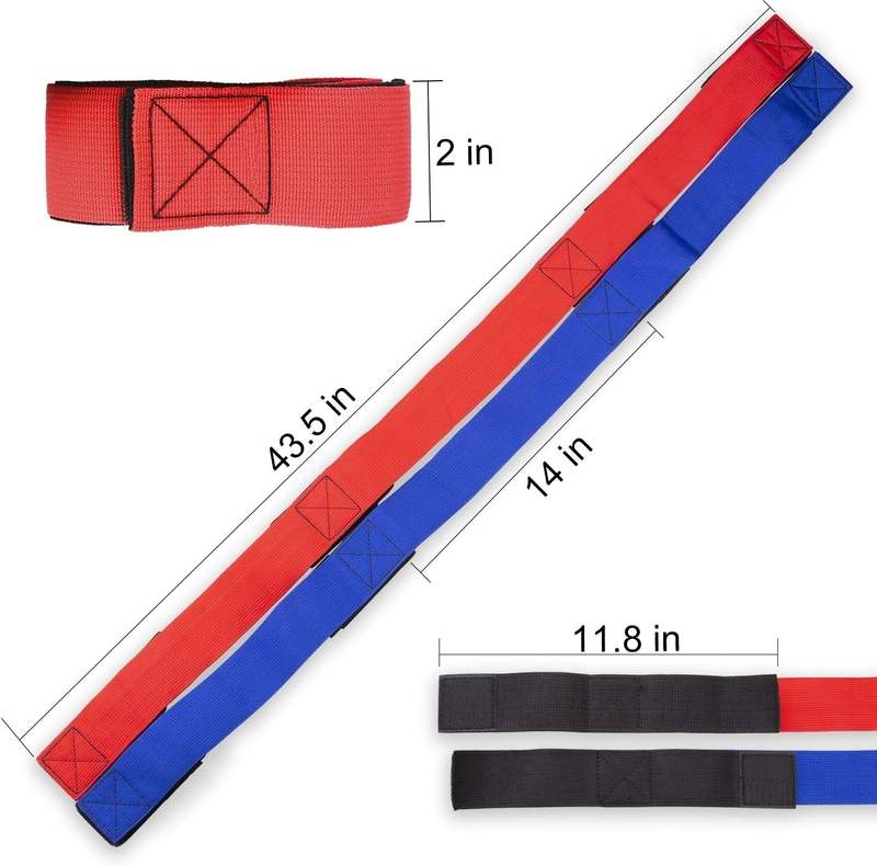 Three Legged Race Bands, 2 Sets, Team Building, 3 Legged Race Bands, Outdoor Party Group Game (Red Blue) - Kidsy