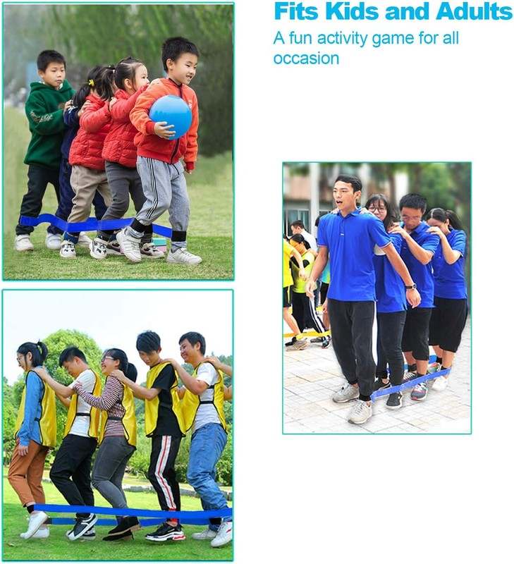 Three Legged Race Bands, 2 Sets, Team Building, 3 Legged Race Bands, Outdoor Party Group Game (Red Blue) - Kidsy