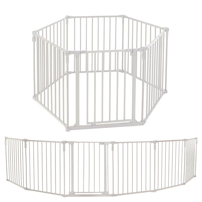 Toddleroo by North States 3 - in - 1 Metal Superyard 6 Panel 10 Sq Ft (Taupe) - Kidsy