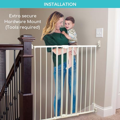 Toddleroo by North States Baby Gate Fits Openings 28.68" - 47.85"Wide 36" Tall (Warm White) - Kidsy