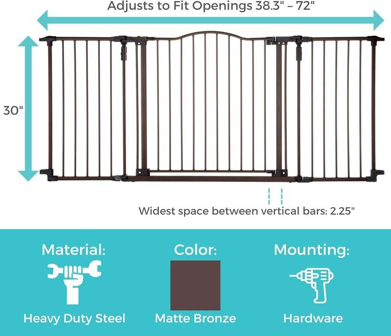 Toddleroo by North States Deluxe Baby Gate 72" Wide (Matte Bronze) - Kidsy
