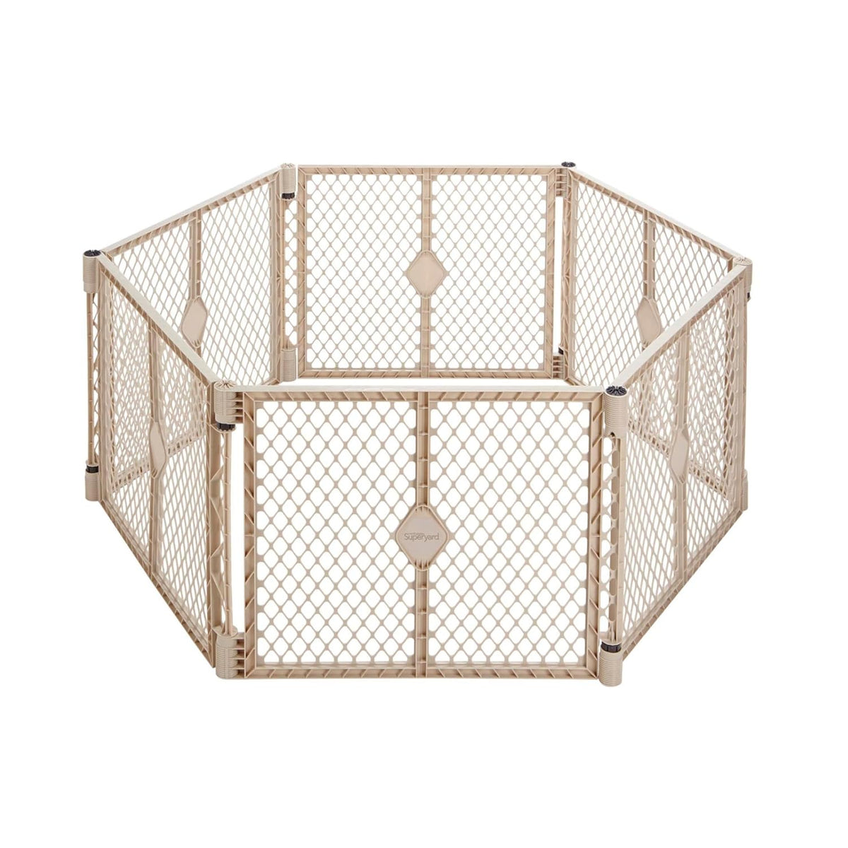 Toddleroo by North States - Superyard Baby Play Yard: Freestanding 6-Panel Baby Playpen (Sand) - Kidsy