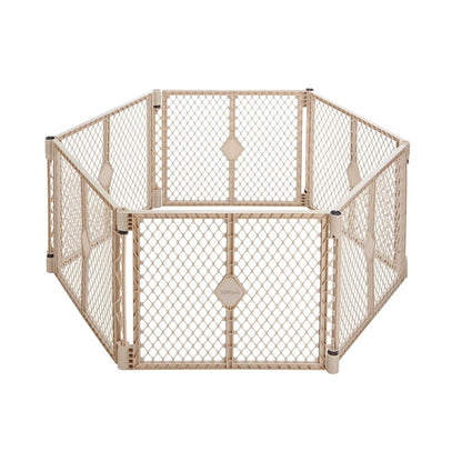 Toddleroo by North States - Superyard Baby Play Yard: Freestanding 6-Panel Baby Playpen (Sand) - Kidsy