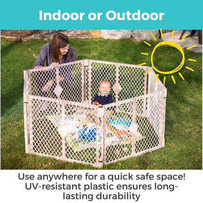 Toddleroo by North States - Superyard Baby Play Yard: Freestanding 6-Panel Baby Playpen (Sand) - Kidsy