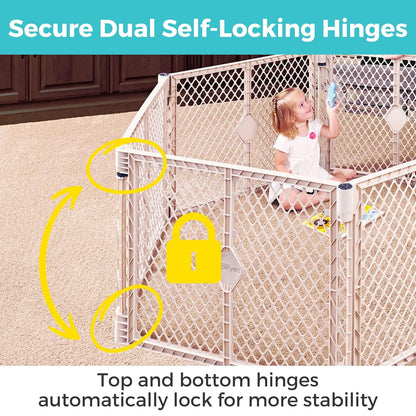 Toddleroo by North States - Superyard Baby Play Yard: Freestanding 6-Panel Baby Playpen (Sand) - Kidsy