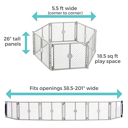 Toddleroo by North States Superyard Extra Wide Baby Gate 38.5–201" (Light Gray) - Kidsy