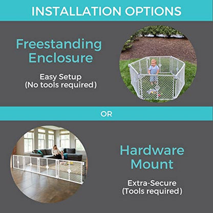 Toddleroo by North States Superyard Extra Wide Baby Gate 38.5–201" (Light Gray) - Kidsy