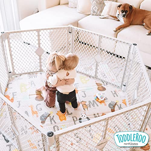 Toddleroo by North States Superyard Extra Wide Baby Gate 38.5–201" (Light Gray) - Kidsy