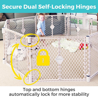 Toddleroo by North States Superyard Play Yard 8 Panel Up to 34.4 Square Feet (Sand) - Kidsy