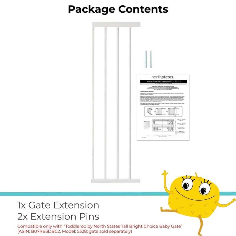 Toddleroo by North States - Tall Bright Choice Gate 11 Inch Extension (White) - Kidsy