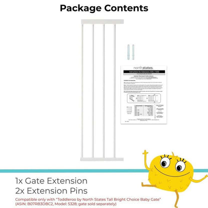 Toddleroo by North States - Tall Bright Choice Gate 11 Inch Extension (White) - Kidsy