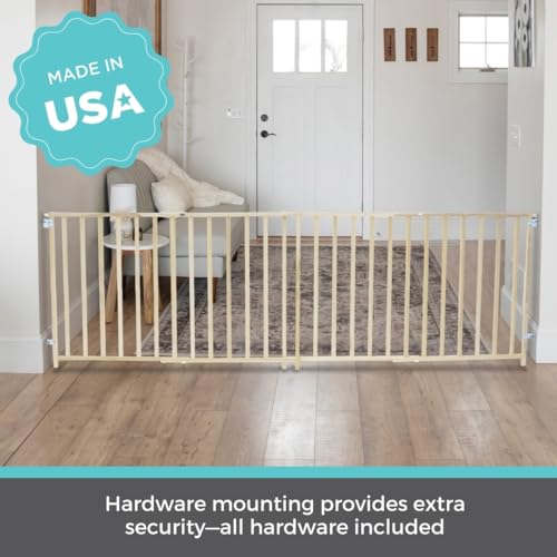 Toddleroo Extra - Wide Wooden Gate 60" - 103"x27" - Kidsy