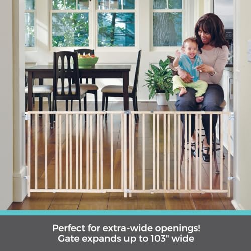 Toddleroo Extra - Wide Wooden Gate 60" - 103"x27" - Kidsy