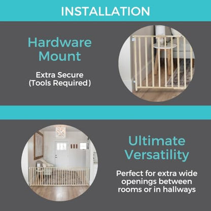 Toddleroo Extra - Wide Wooden Gate 60" - 103"x27" - Kidsy